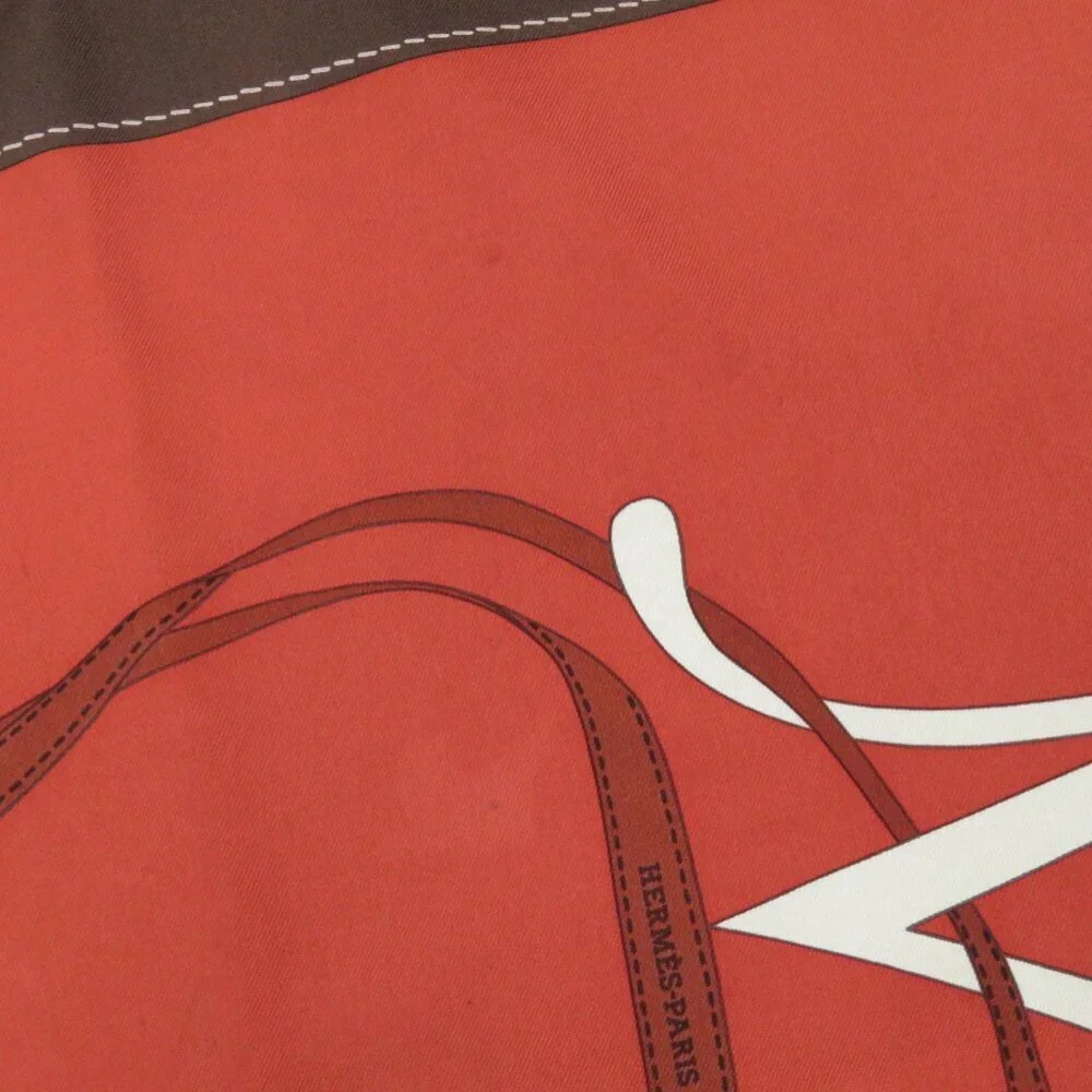 HERMES Authentic Brown Silk Scarf